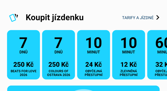 festivalová jízdenka v aplikaci MojeDPO